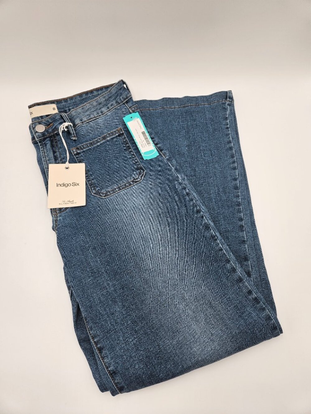 NWT Indigo Six Patch Pocket Wide Leg Jeans | Size 8